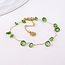 POM Gold plated Bracelet Lyra with green crystal and pearls