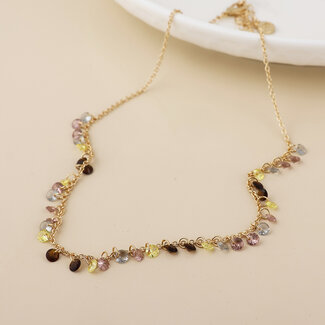 POM Gold plated Necklace Autumn mixed Chrystals