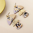 POM Gold plated Earrings Muse Terrazzo Triple Half Moon