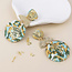 POM Gold plated Earrings Muse Terrazzo Triple Shape green mix