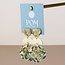 Gold plated Earrings Muse Terrazzo Triple Shape green mix