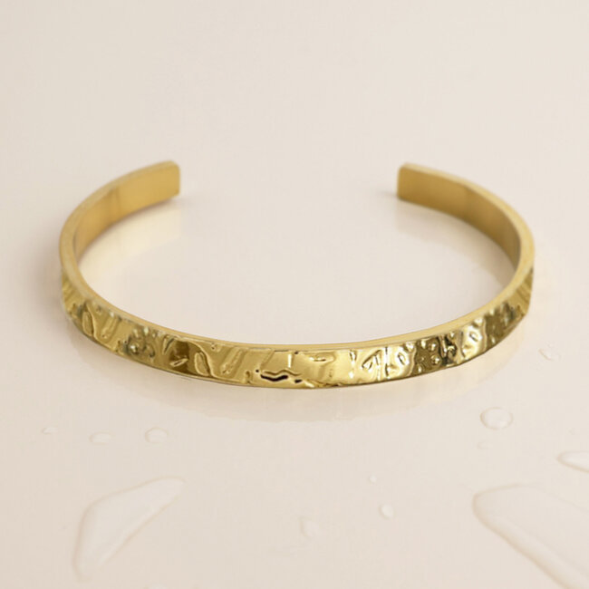 14k Gold plated waterproof Bangle Open Textured