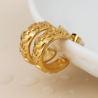 POM 14k Gold plated Earrings Hoop Moon, Star and Sun