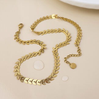 POM 14k Gold plated waterproof Necklace Chevron Leaf
