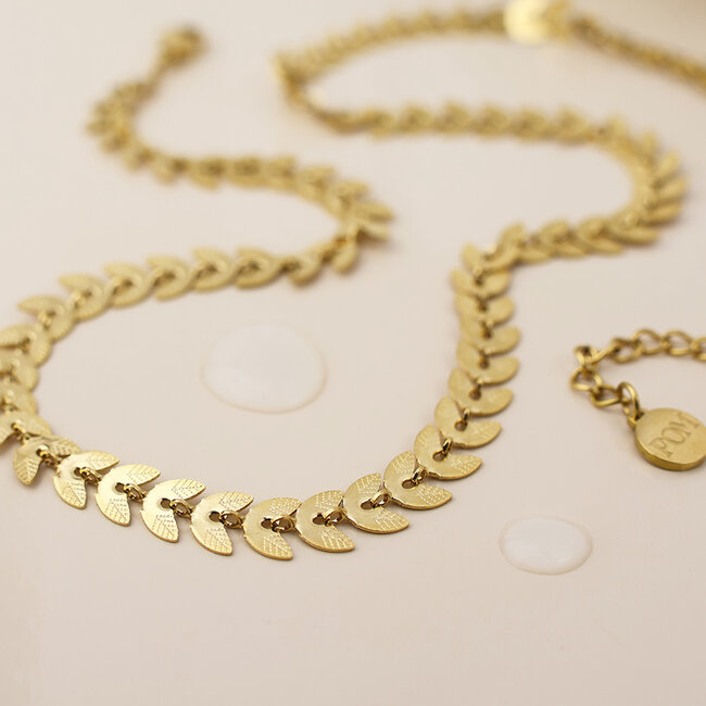 14k Gold plated waterproof Necklace Chevron Leaf