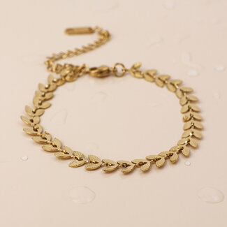 POM 14k Gold plated waterproof Bracelet Chevron Leaf