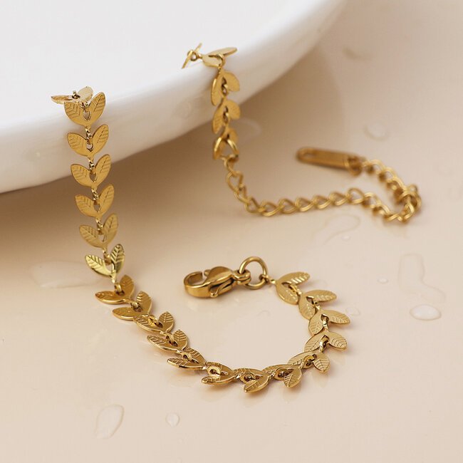 14k Gold plated waterproof Bracelet Chevron Leaf