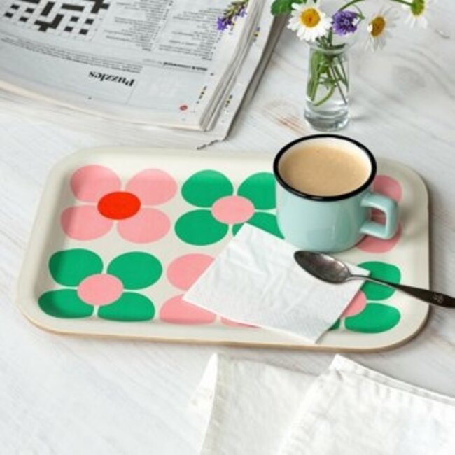 Wooden Tray Pink and Green Daisy