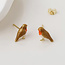 Gold plated Stud Earrings Enamel Robin