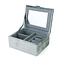 Jewellery Box small Velvet Embroidered Hedgehogs blue/grey
