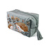 Wash Bag Velvet Embroidered Hedgehogs blue/grey
