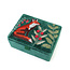 POM Jewellery Box small Velvet Embroidered Festive Fox deep green