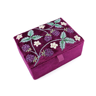 POM Jewellery Box small Velvet Embroidered Bramble plum