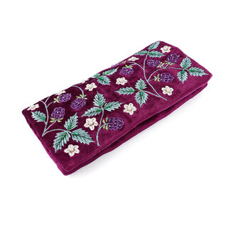POM Jewellery Roll Velvet Embroidered Bramble plum