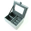 Jewellery Box small Velvet Embroidered Meadow & Cow grey/green