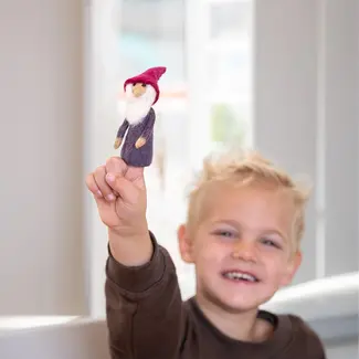 Sjaal met Verhaal Fingerpuppen Kabouter paars