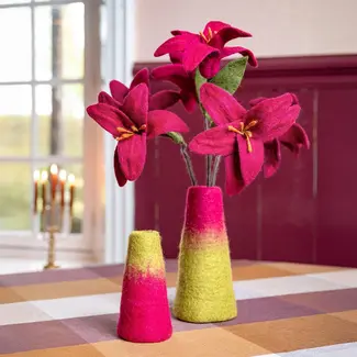 Sjaal met Verhaal Felt Vase Small burgundy/lichtgroen