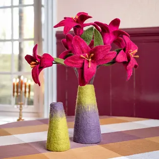 Sjaal met Verhaal Felt Vase Small paars/lichtgroen