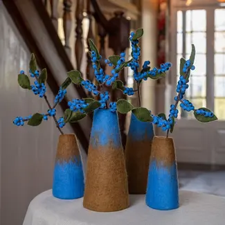 Sjaal met Verhaal Felt Vase Small blauw/bruin