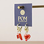 14k Gold plated Earrings Hoop Amour Red Heart & Bead