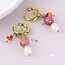 14k Gold plated Earrings Hoop Bead Cluster
