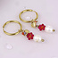POM 14k Gold plated Earrings Hoop Heart Bead Cluster