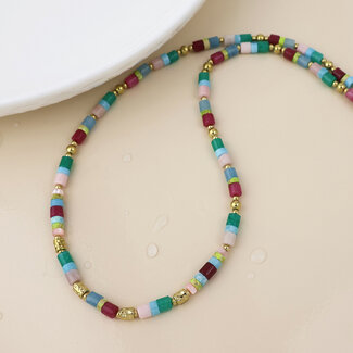 POM 14k Gold plated waterproof Necklace Mixed Stone