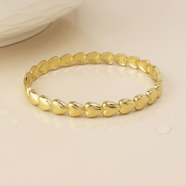 14k Gold plated waterproof Bangle Unity Hearts