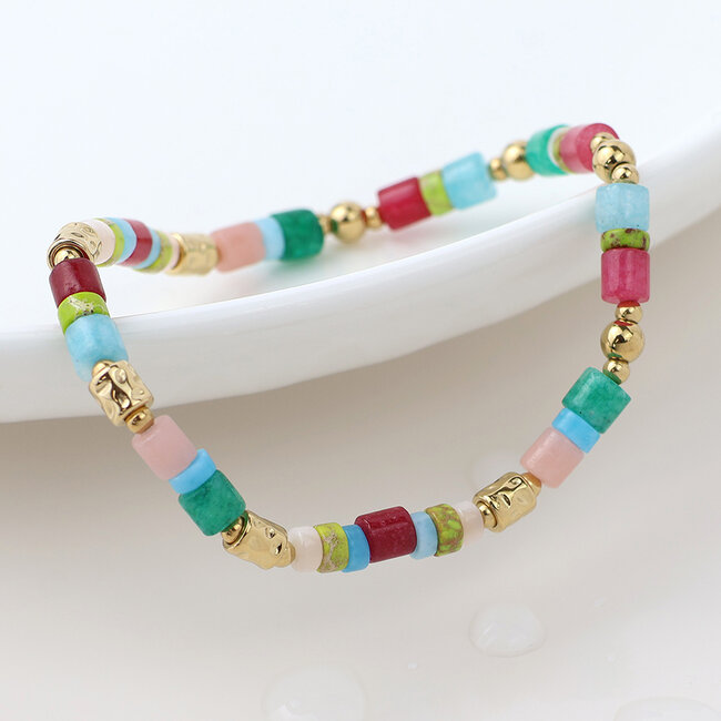14k Gold plated waterproof Bracelet Mixed Stone