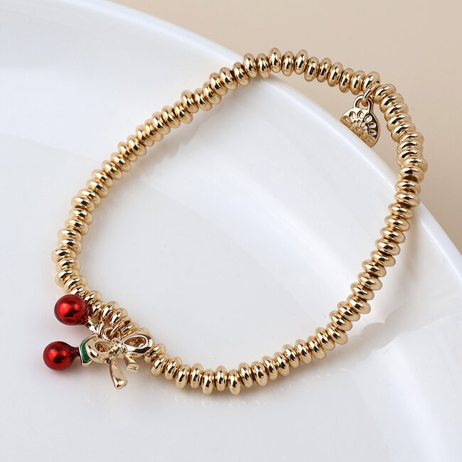Gold plated Bracelet Bow & Cherries Charm