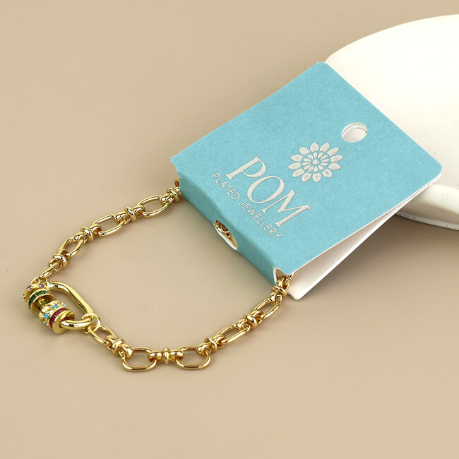 Gold plated Bracelet Chroma Link Mixed Chrystal Rings