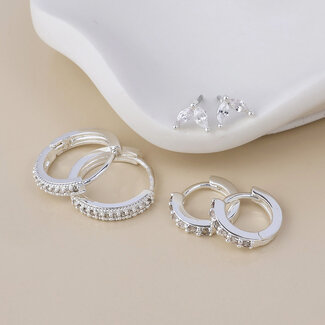POM Silver plated Stud/Hoop Set of 3 Abi Chrystal