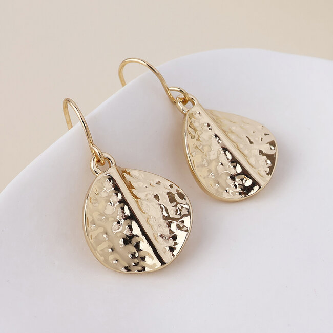 Gold plated Earrings Ivy Hammered Twist Disc Drop