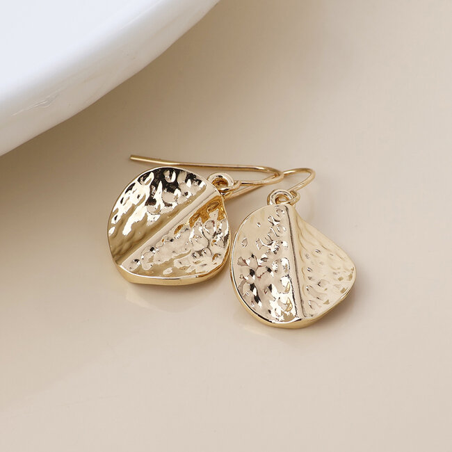 Gold plated Earrings Ivy Hammered Twist Disc Drop