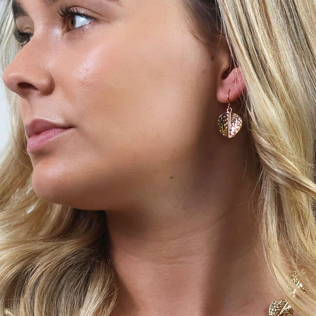 Gold plated Earrings Ivy Hammered Twist Disc Drop