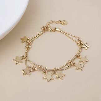 POM Gold plated Bracelet Stardust Double Strand Star Drops
