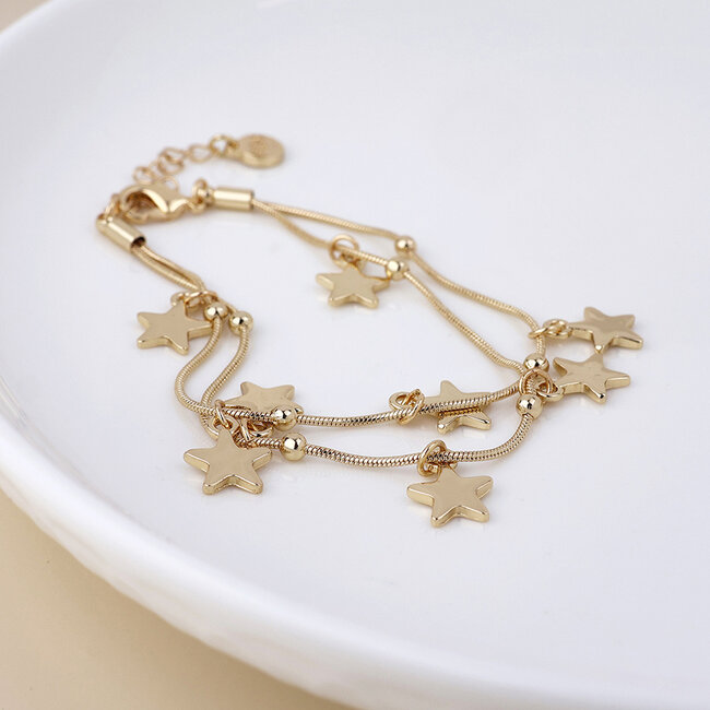 Gold plated Bracelet Stardust Double Strand Star Drops