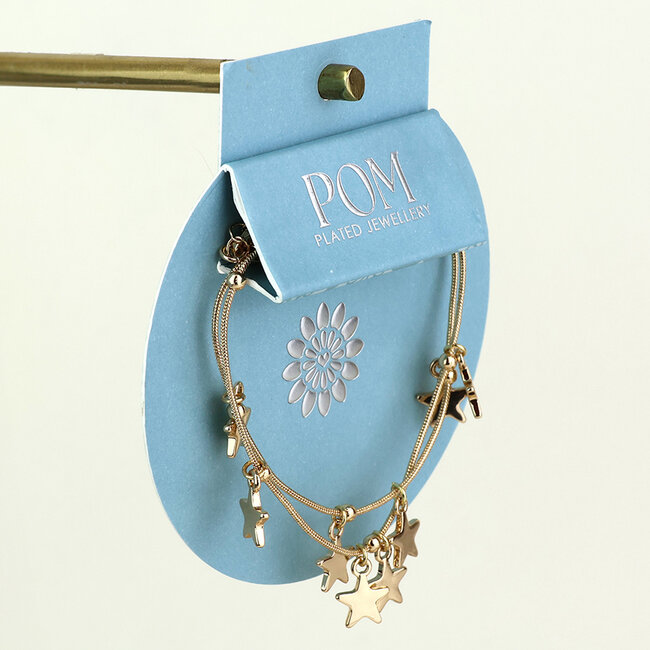 Gold plated Bracelet Stardust Double Strand Star Drops