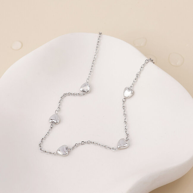 Platinum plated waterproof Bracelet Whisper Tiny Hearts