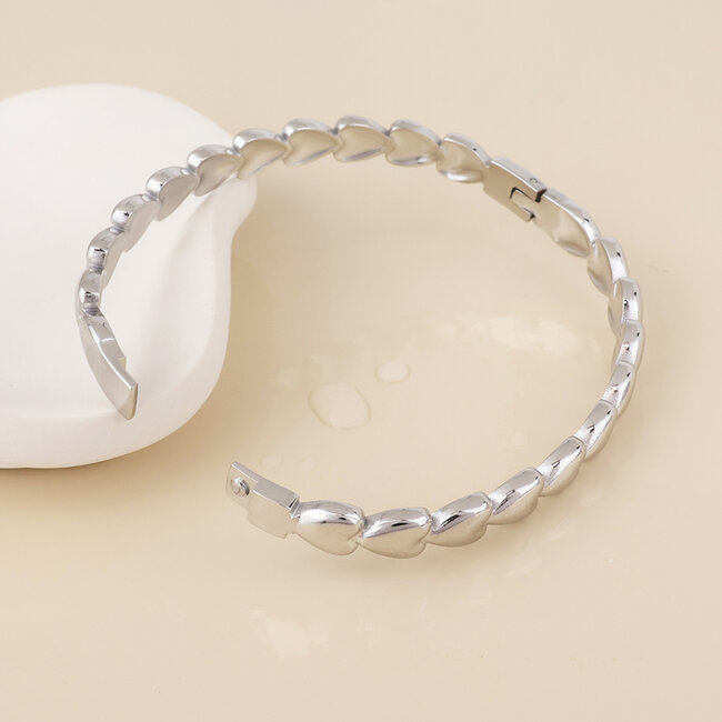 Platinum plated waterproof Bangle Unity Hearts