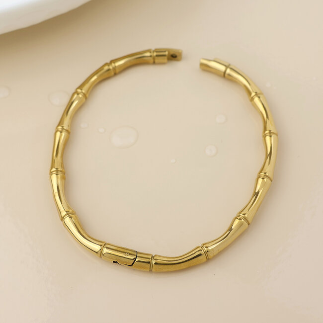 14k Gold plated waterproof Bangle Bamboo Style