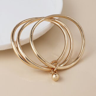 POM Gold plated Bangle Stack with Ball Charm