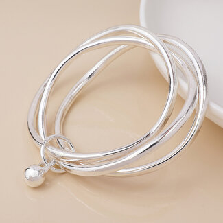 POM Silver plated Bangle Stack with Ball Charm