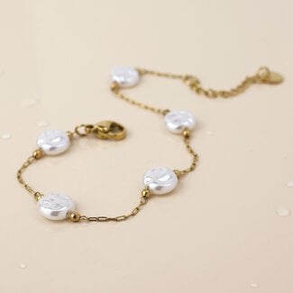 POM 14k Gold plated waterproof Bracelet Pearls