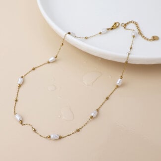 POM 14k Gold plated waterproof Necklace Pearls