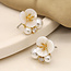 Gold plated Studs Flower Pearl Cluster