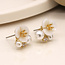 Gold plated Studs Flower Pearl Cluster