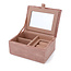 Jewellery Box small Velvet Embroidered Cranes & Flowers blush