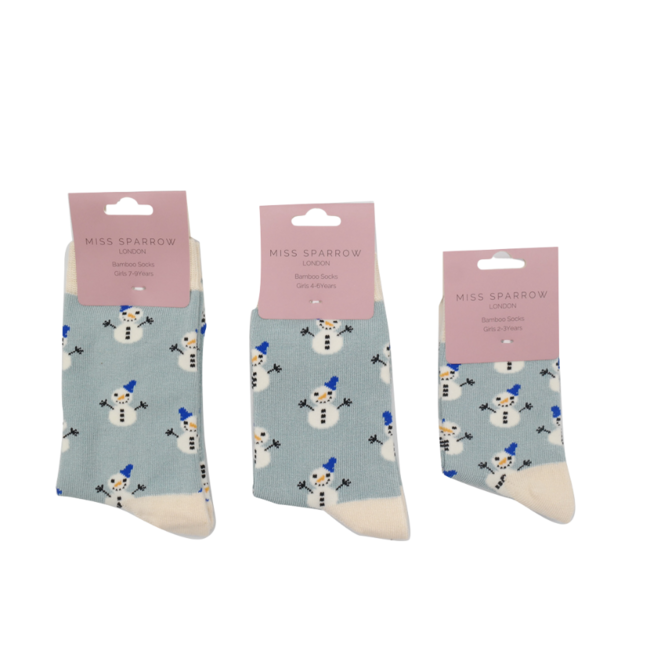 Kindersocken Bamboo Girls Snowmen duck egg 7-9Y
