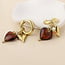 14k Gold plated waterproof Earrings Hoop Treasure brown & gold